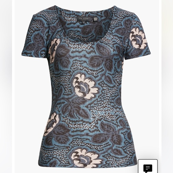TED BAKER Ozlos Scoop Neck Top Textured Print Ted Size 4 - US Size 10 - Picture 6 of 16